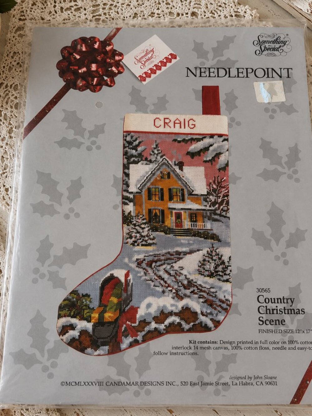 Vintage 1988 Something Special Country Christmas Needlepoint Stocking Kit